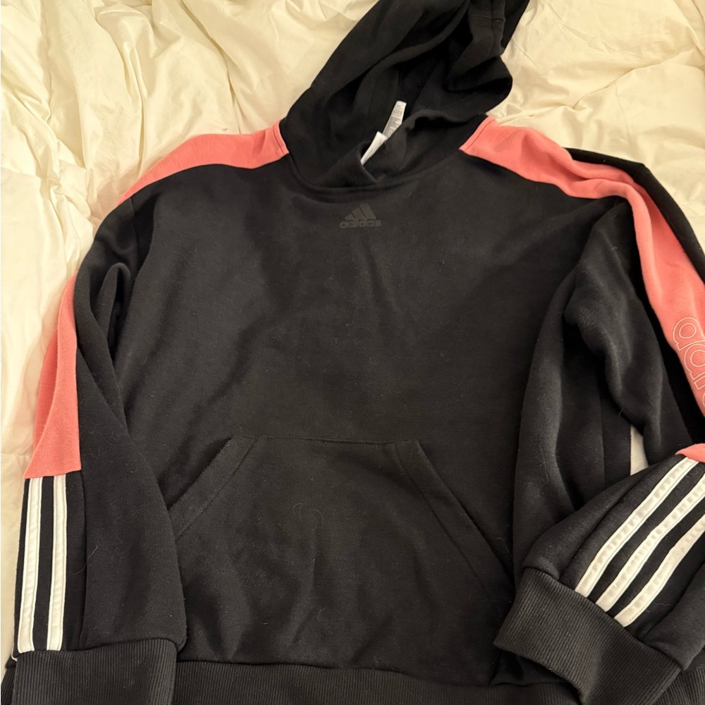 Adidas Women's Black and Pink Hoodie
